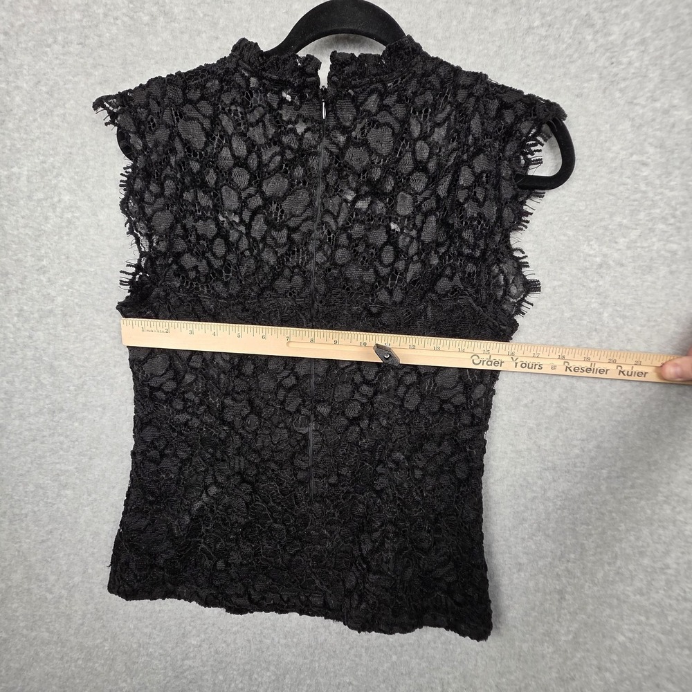 White‎ House Black Market Shirt Womens 6 Black Lace Sleeveless Fairy Grunge - Picture 11 of 13